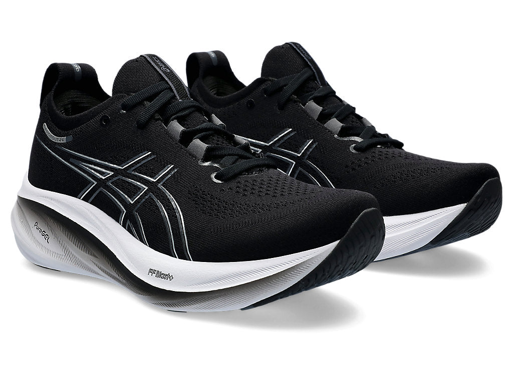 Asics nimbus 22 online black white