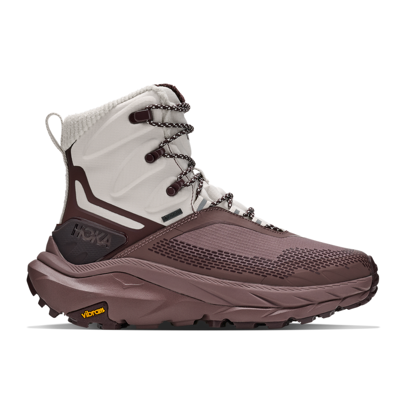 1155195-AMK | right | Image of HOKA Women's Kaha 2 Frost GTX shoe in Alabaster / Smoky Quartz