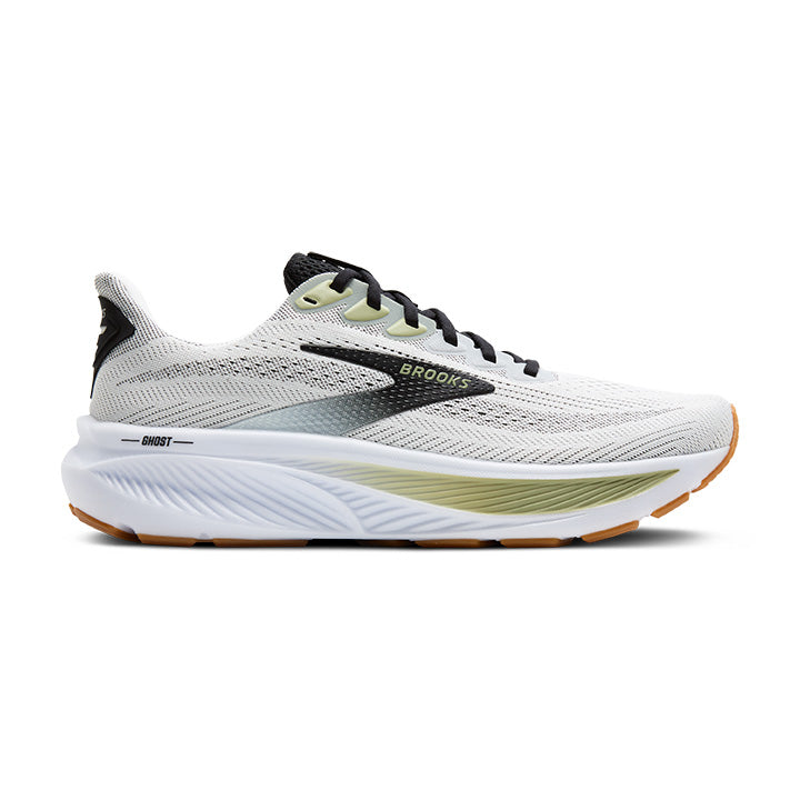 Brooks Ghost 17 | White/Black/Tea | Men's Running and Walking Shoe