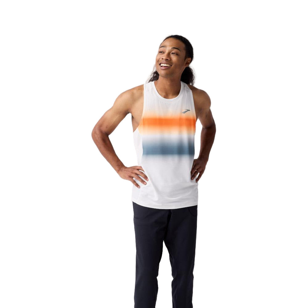 BROOKS Men's Atmosphere Singlet 3.0 White/Shadow Stripe - 211539-193