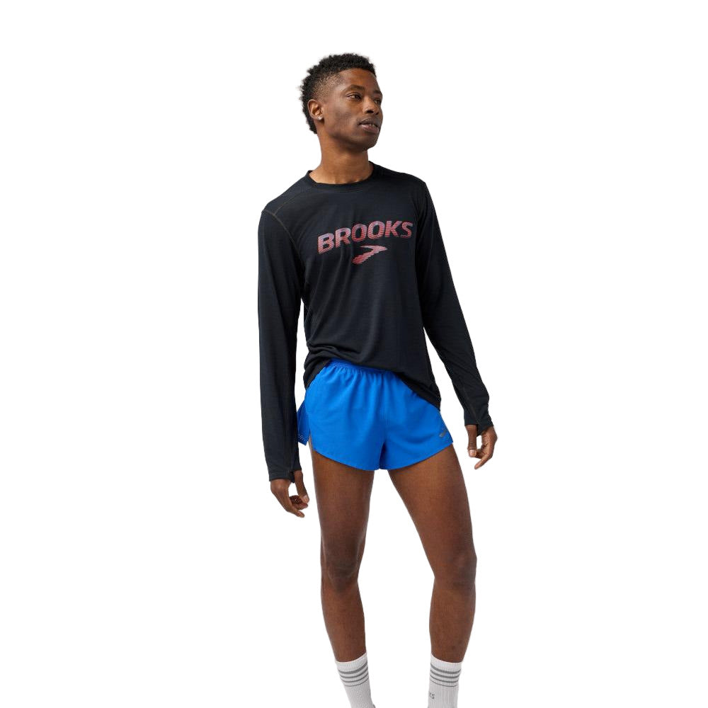 BROOKS Men's Distance Long Sleeve 3.0 Black/BR Speed Logo - 211501-032