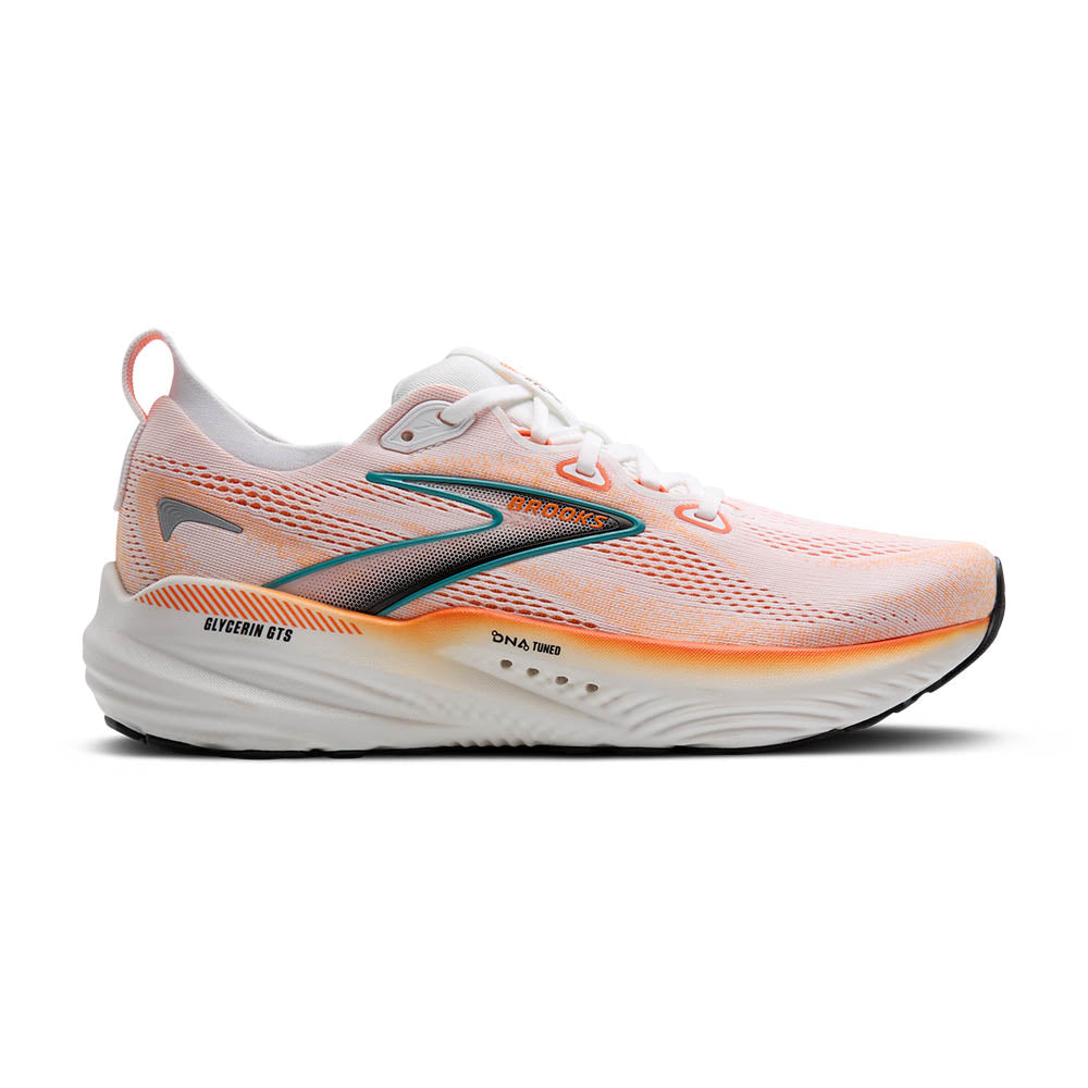 BROOKS Men's Glycerin GTS 22 - White/Orange/Green Blue Slate - 1104461D186