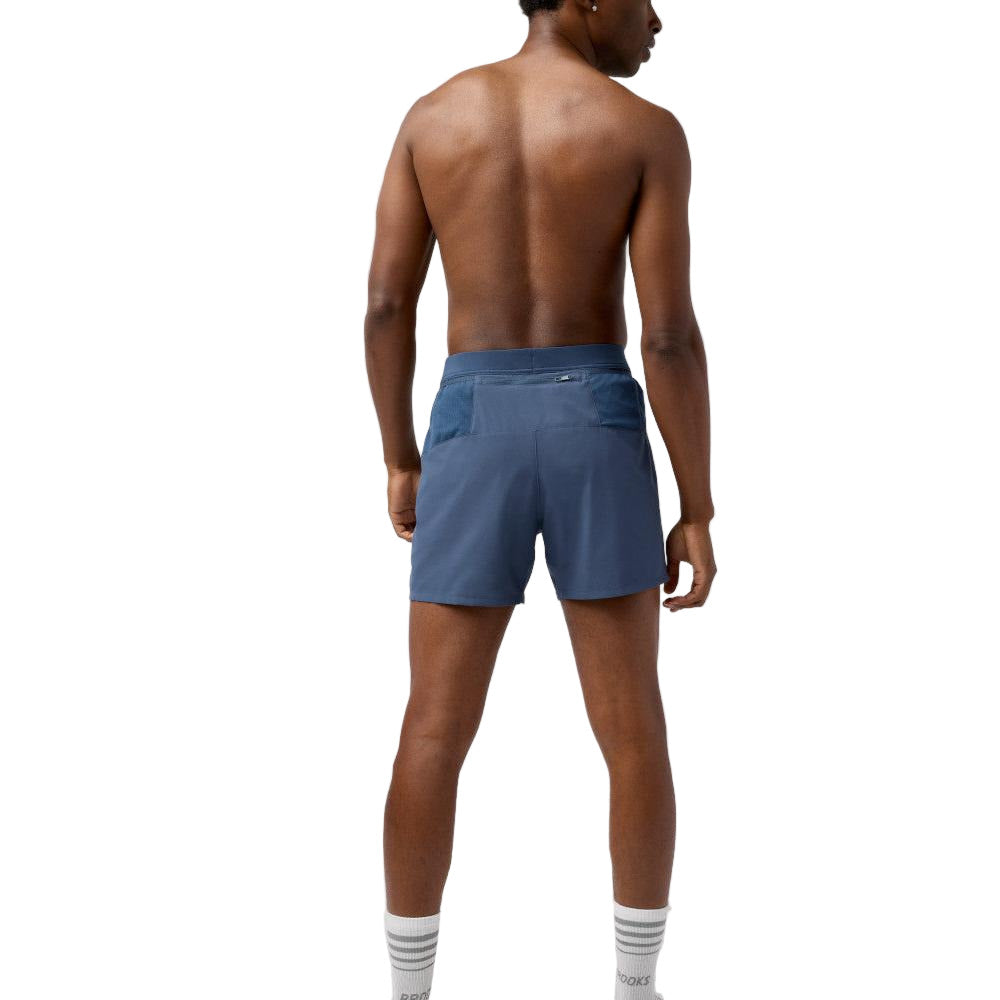 BROOKS Men's Journey 5" Short Blue Slate/Speed Logo - 211542-486