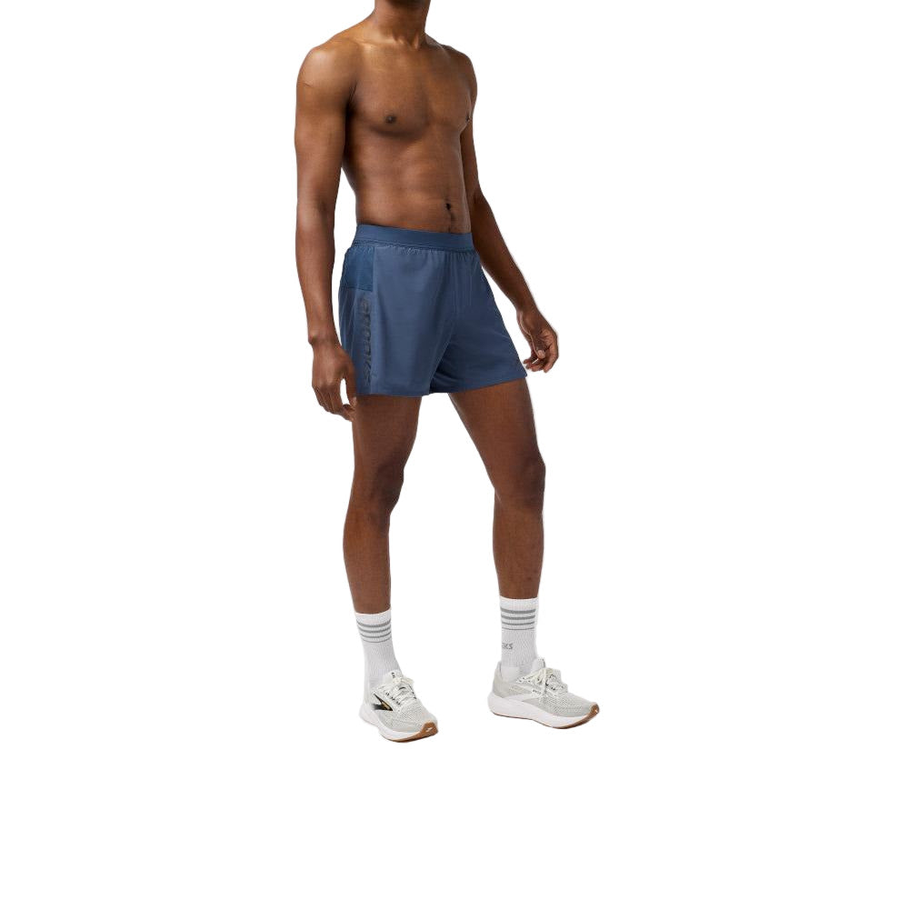 BROOKS Men's Journey 5" Short Blue Slate/Speed Logo - 211542-486
