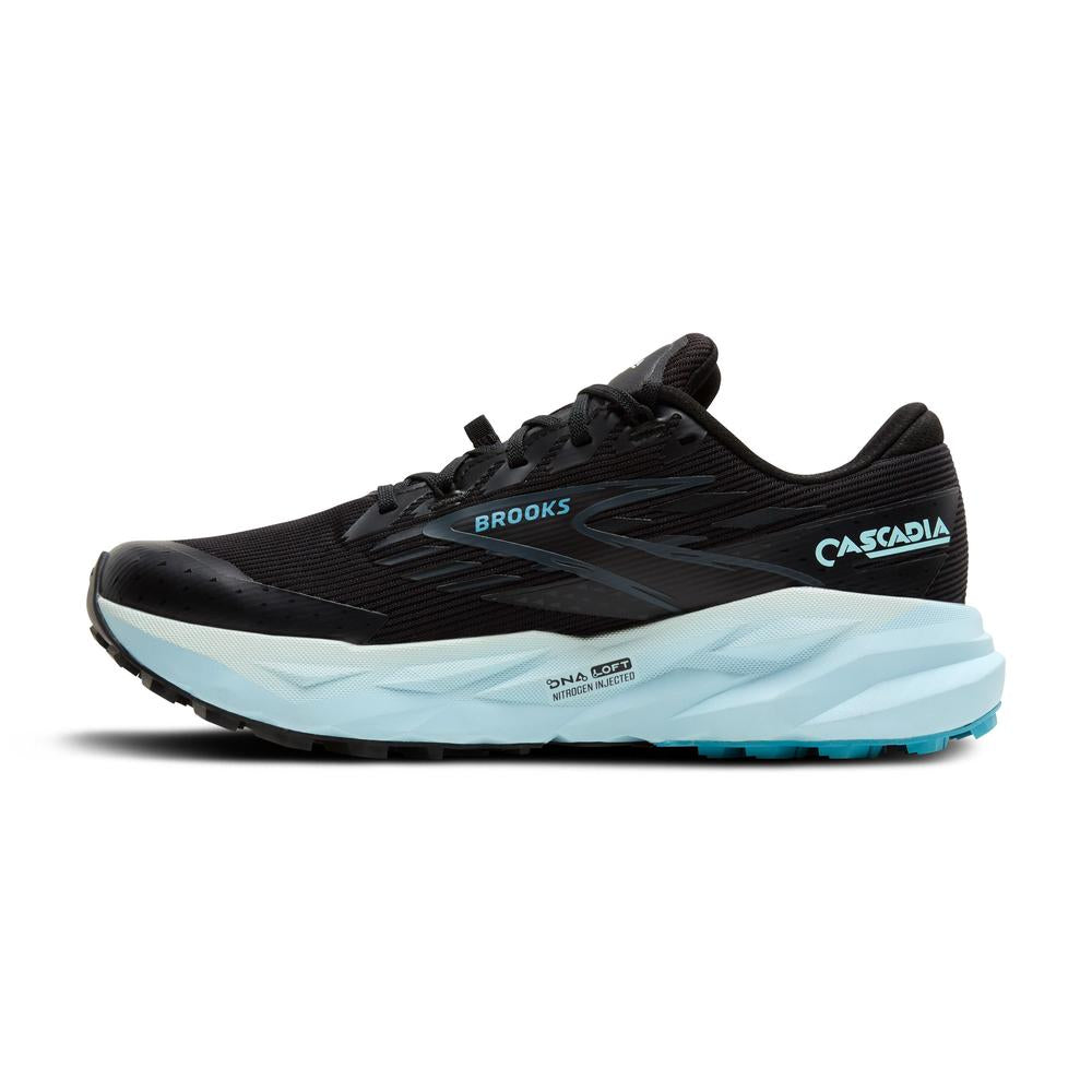 Brooks Cascadia 19 GTX | Black/Ebony/Blue Flower | Women's