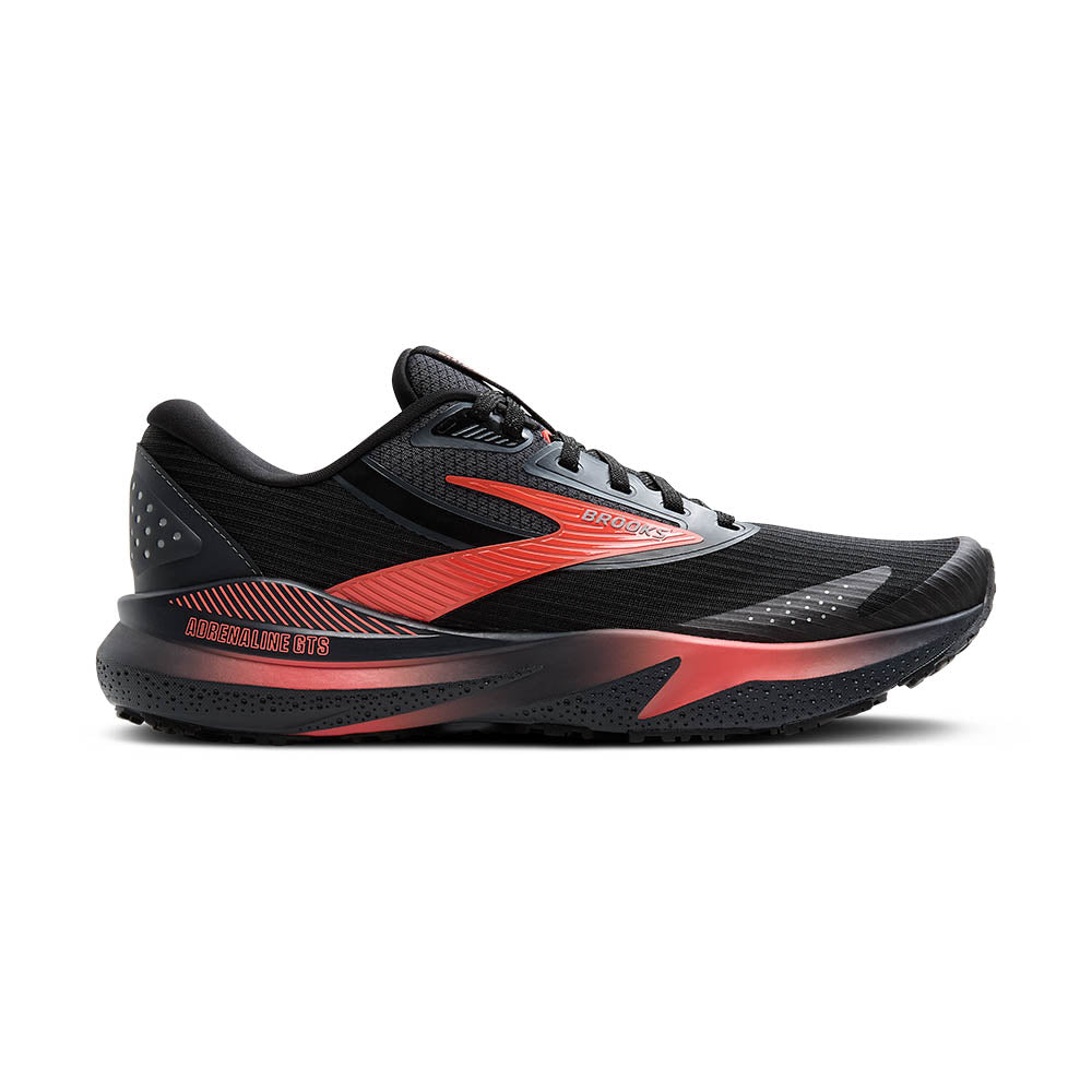 BROOKS Women's Adrenaline GTS 24 Weatherized Black/Ebony/Hot Coral - 1204271B044