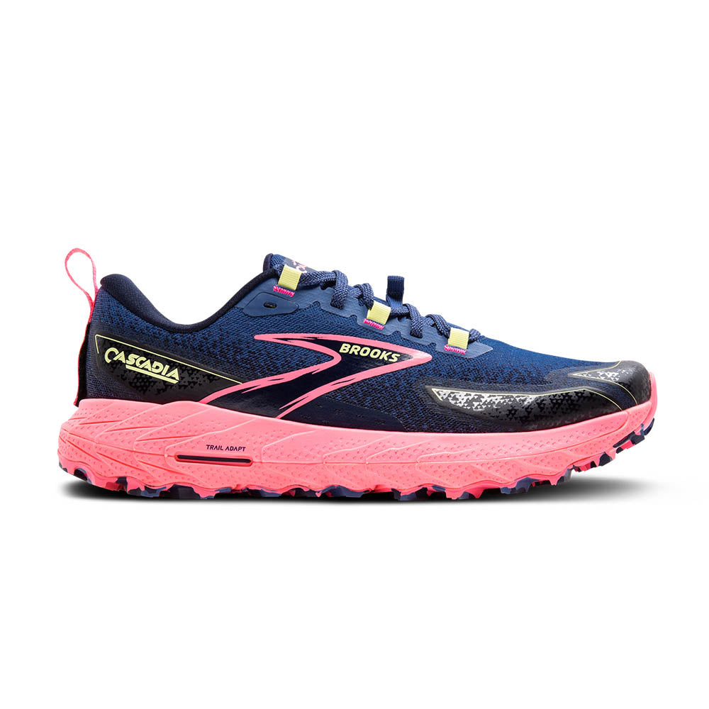 BROOKS Women's Cascadia 18 Grey Blue/Pink/Sunny Lime - 1204161B496