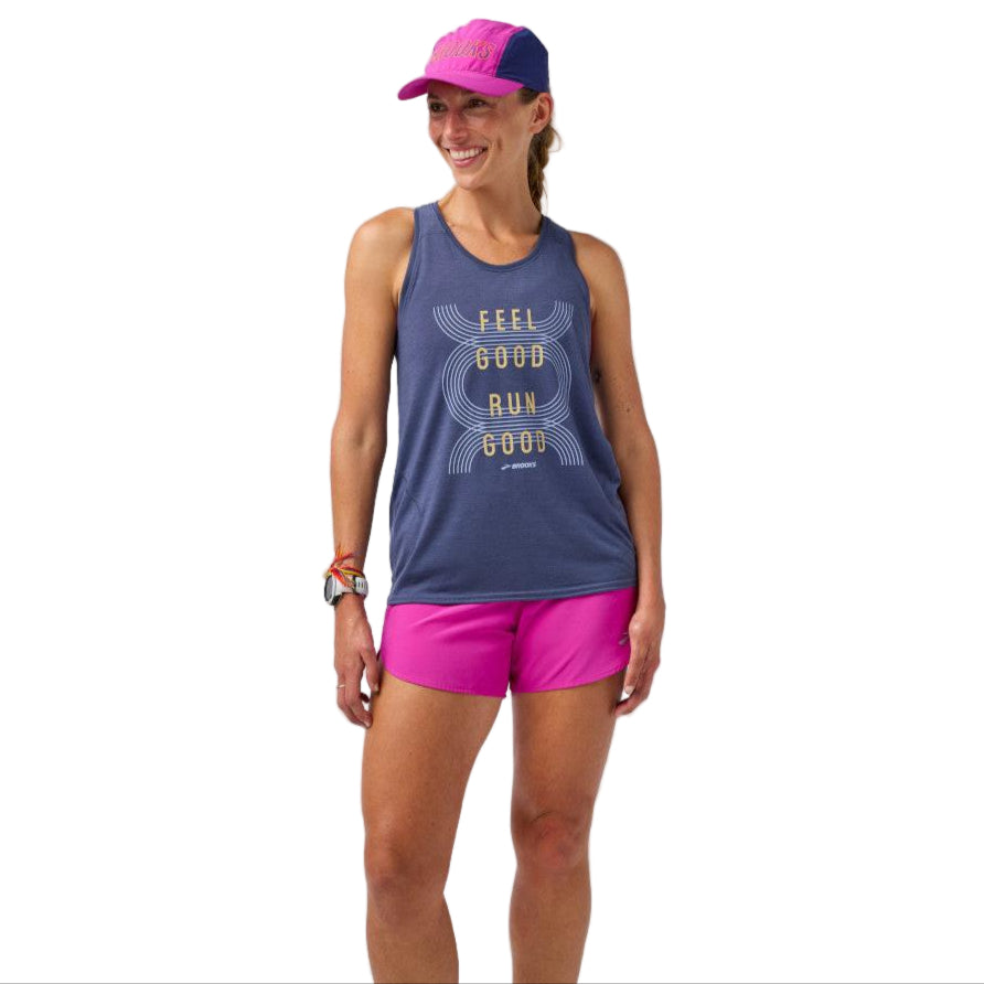 BROOKS Women's Distance Tank 3.0 Htr Nightshadow/Run Good - 221670-470