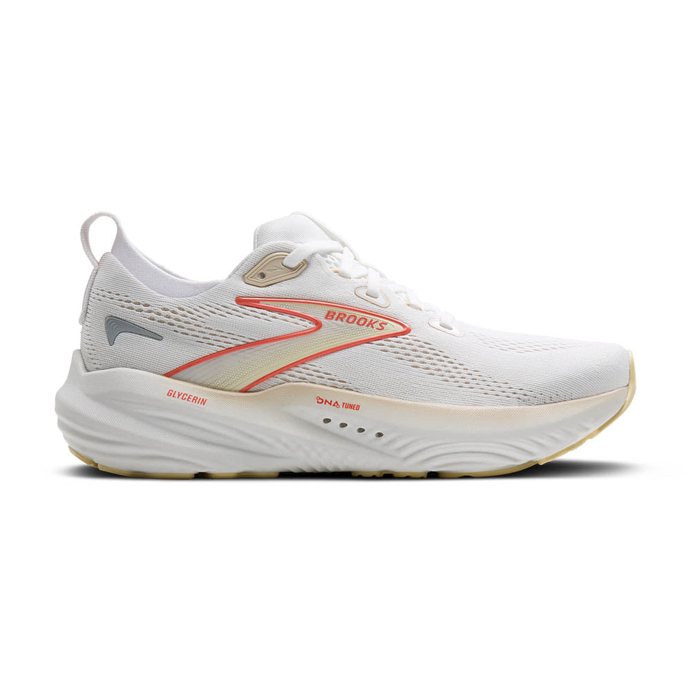 BROOKS Women's Glycerin 22 - White/Almond Peach/Hot Coral - 1204341B121