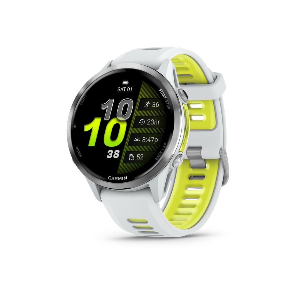 GARMIN Forerunner 970 - Titanium w/ Whitestone Case and Whitestone/Translucent Amp Yellow Band - 010-02969-01