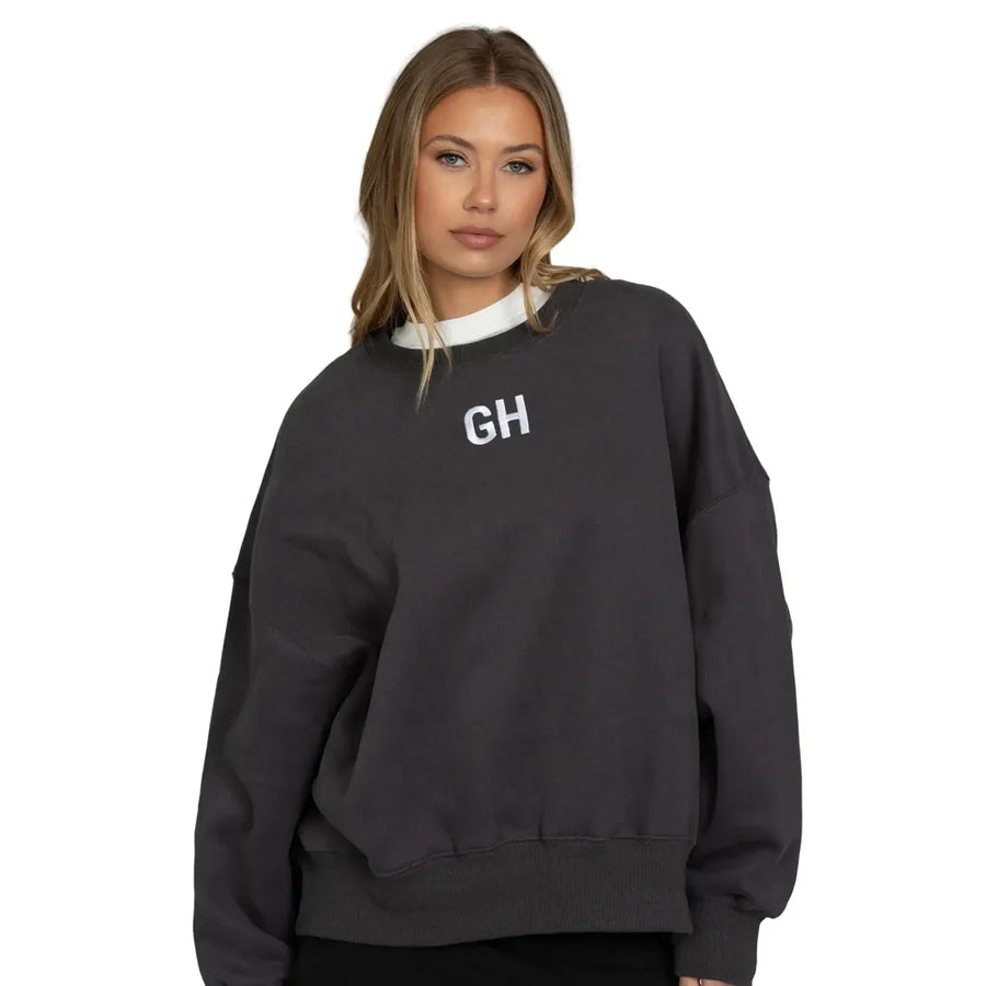 GOLD HINGE W GH Embroidered Sweatshirt -, Off-Black - GH112
