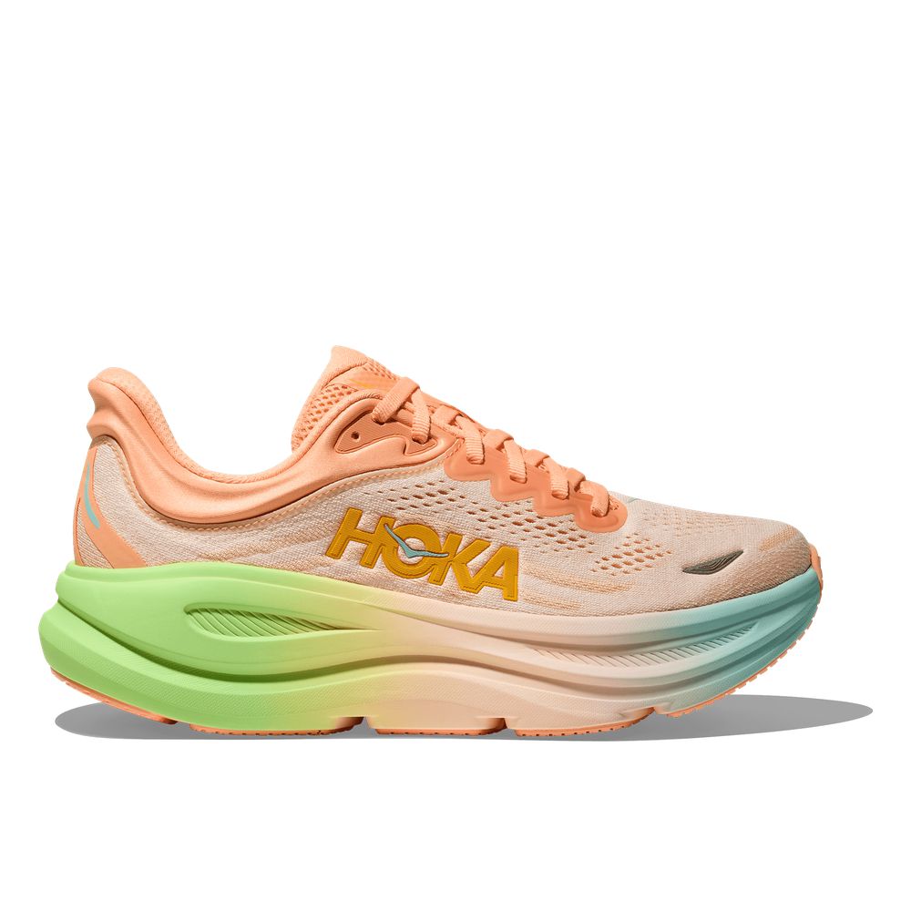 HOKA Women's Bondi 9 Frost/Pale Tangerine Running Shoes - 1162012-FSTP