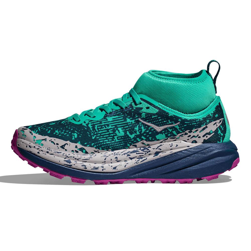 HOKA Women's Speedgoat 6 Mid GTX - Electric Aqua/Midnight - 1155153-EQM