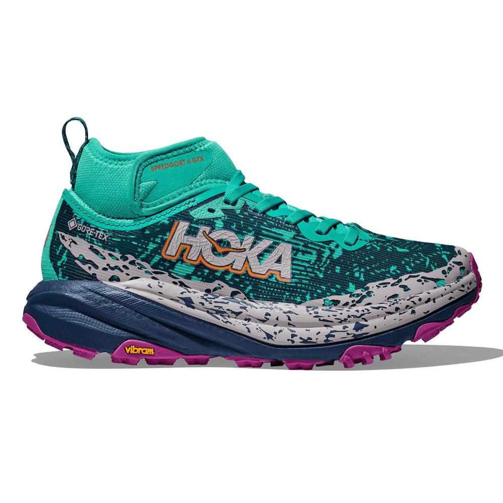 HOKA Women's Speedgoat 6 Mid GTX - Electric Aqua/Midnight - 1155153-EQM