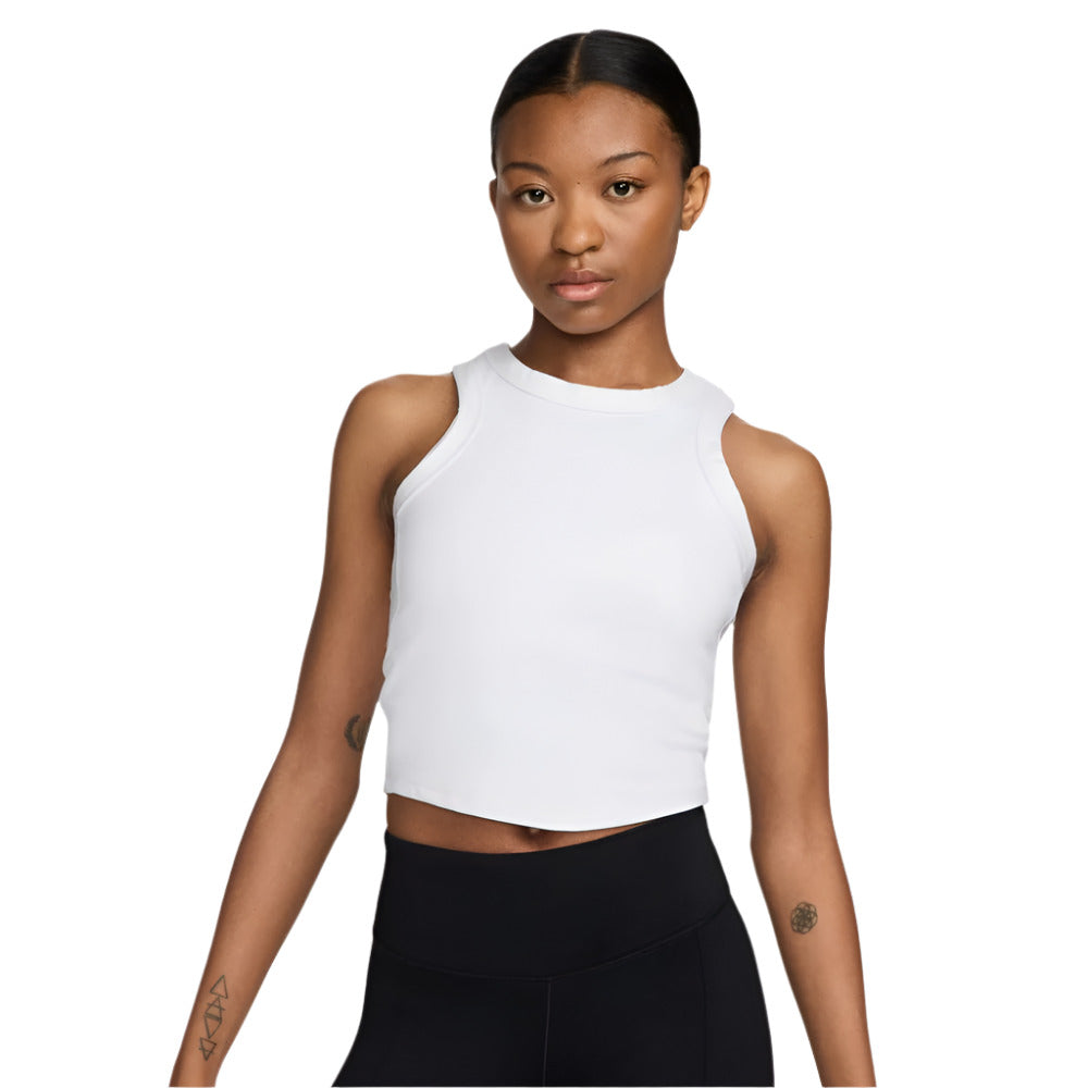 NIKE Women's One Fitted Cropped Tank - White - FN2806-100