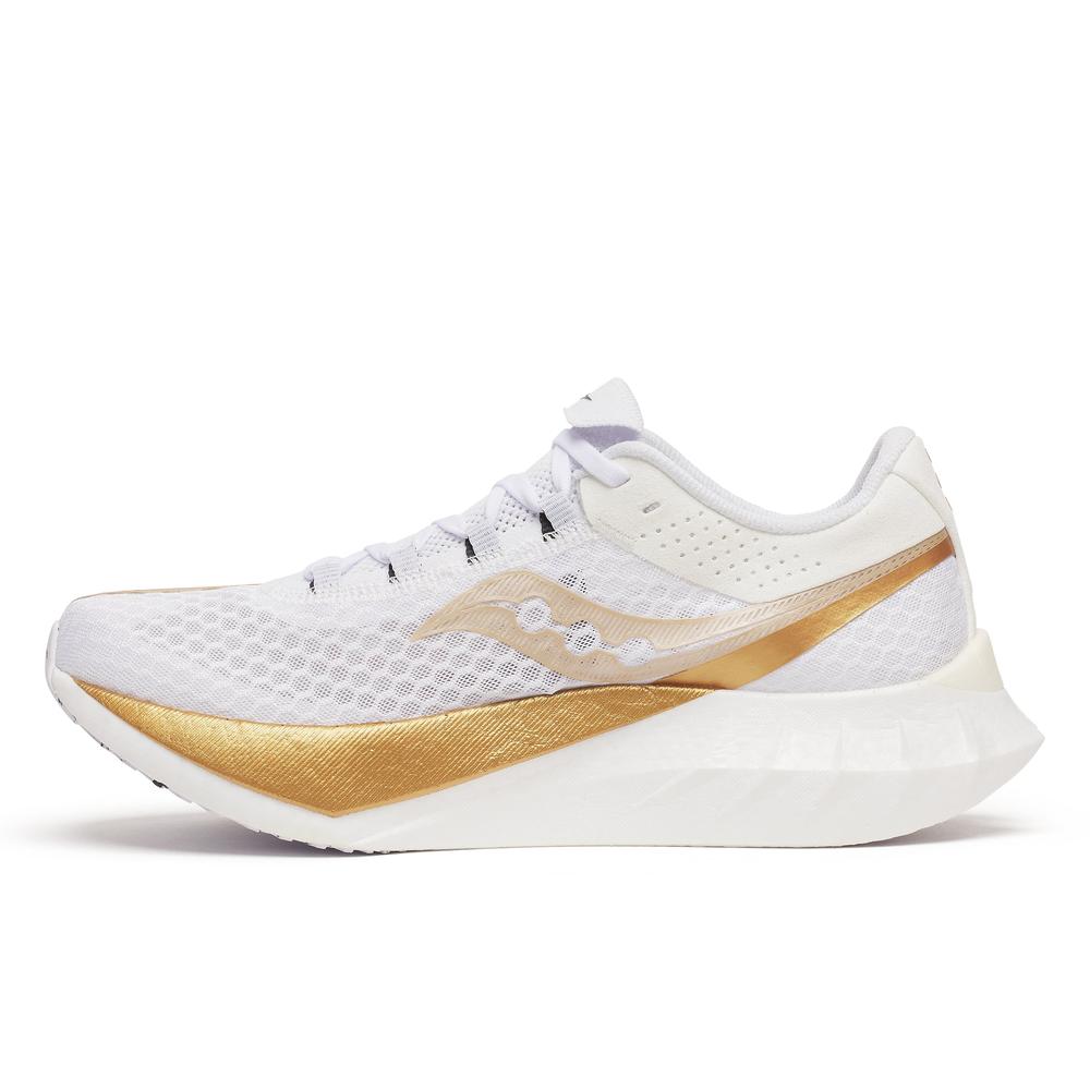 Saucony Endorphin Pro 4 | White/Gold | Men display picture 1